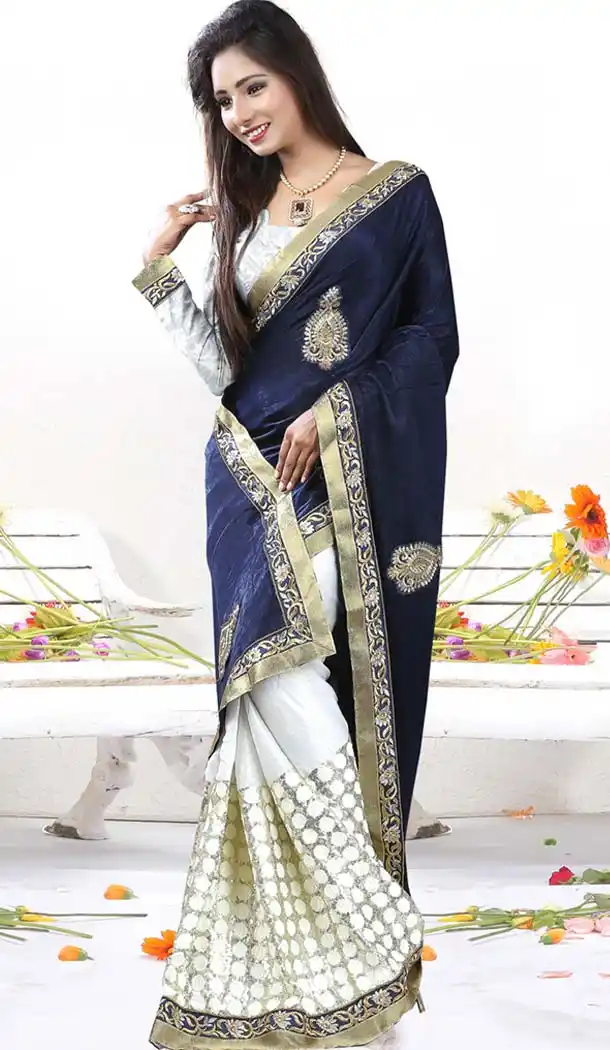 Attractive Looking Silk Blue Ethnic Saree Womens | FH412966544
