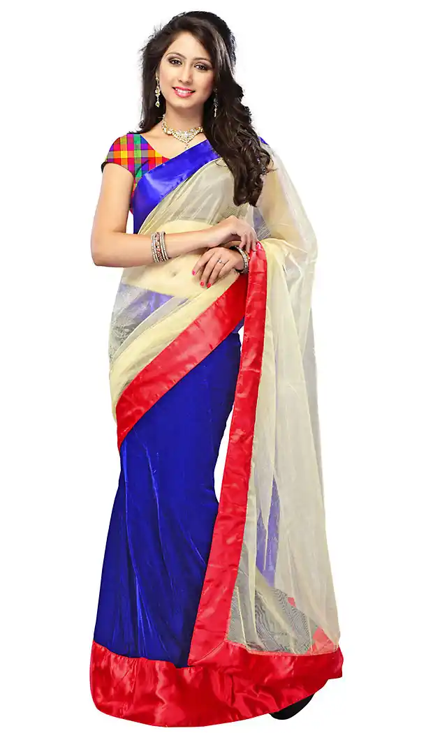 Women's Attractive Looking Blue Net Ethnic Saree | FH413166561