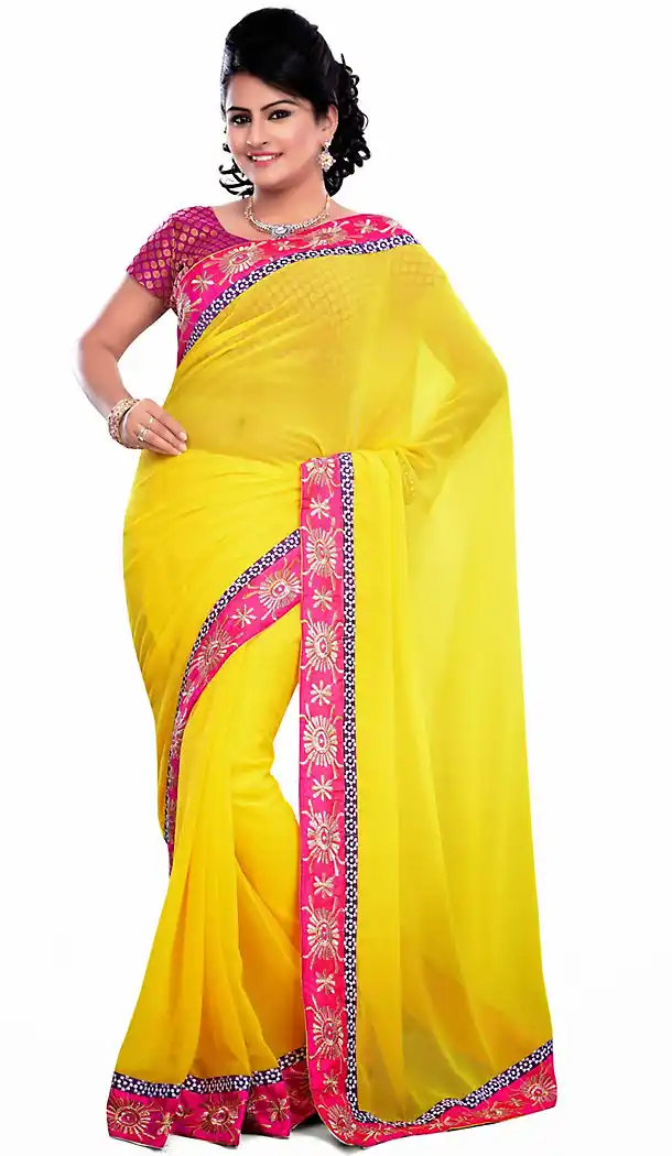 Yellow Color Saree With Beautiful Embroidered Pallu | FH413366572