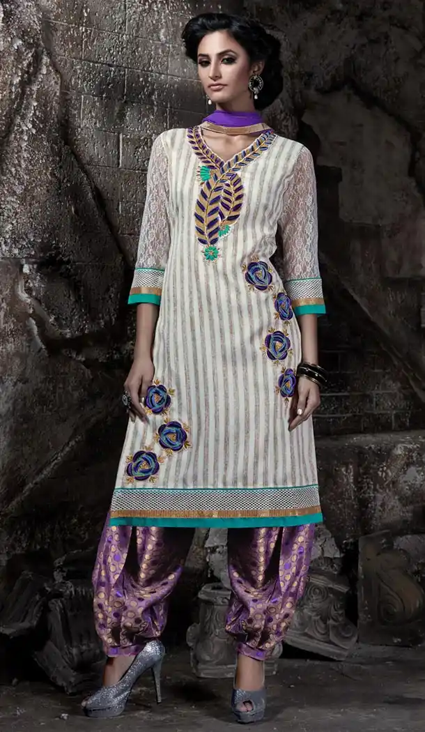 Off White Bhagalpuri Silk Daily Wear Punjabi Dresses | FH414666622