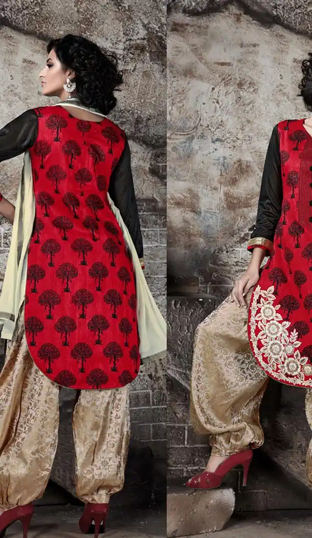 Red Bhagalpuri Silk Daily Wear Punjabi Dresses | FH414666623