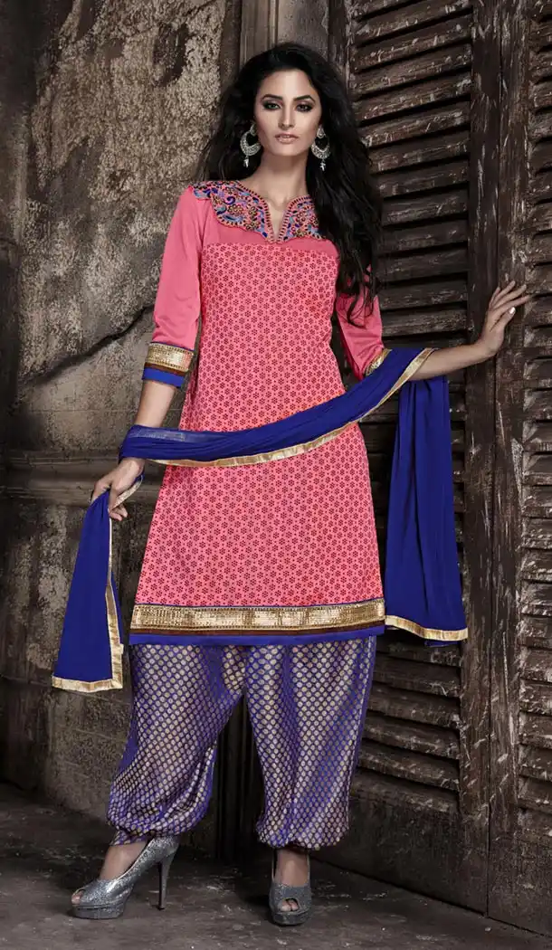 Salmon Bhagalpuri Silk Daily Wear Punjabi Dresses | FH414666624