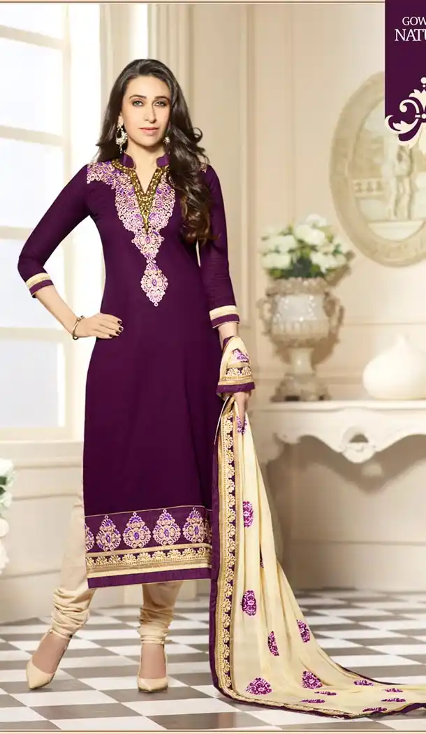 Buy Navy Blue Color Cotton Karisma Kapoor Wear Churidar Kameez Online | FH414766632