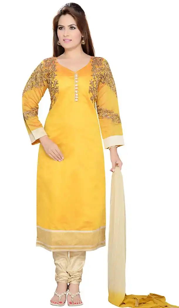 Readymade Yellow Color Art Silk Churidar Salwar Suit | FH414966653