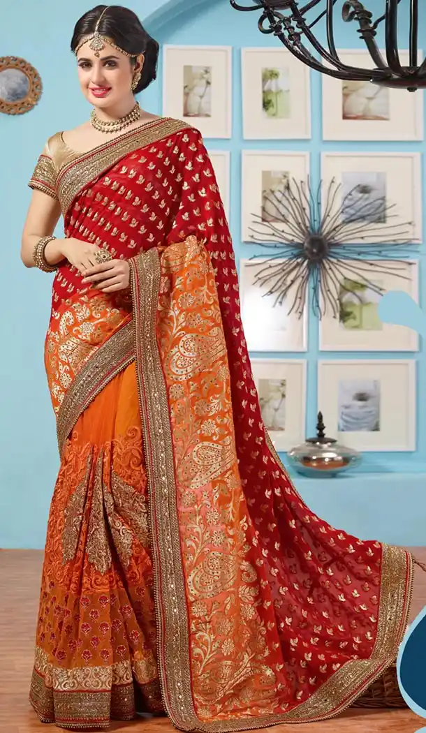 Beautiful Looking Net Red Women's Ethnic Saree | FH415066678