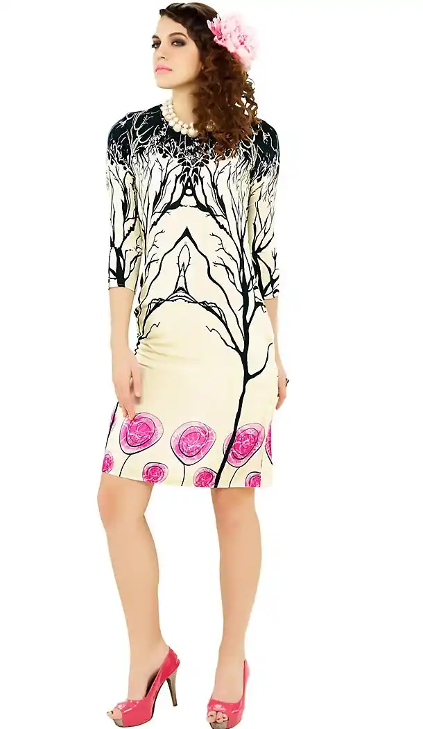 Cream Color with Digital Print Work Incredible Readymade Kurti | FH416466762