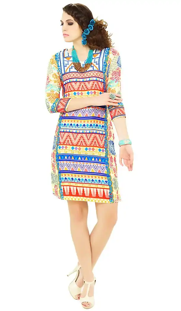 Cotton Fabric with Digital Print Work Incredible Readymade Kurti | FH416466764