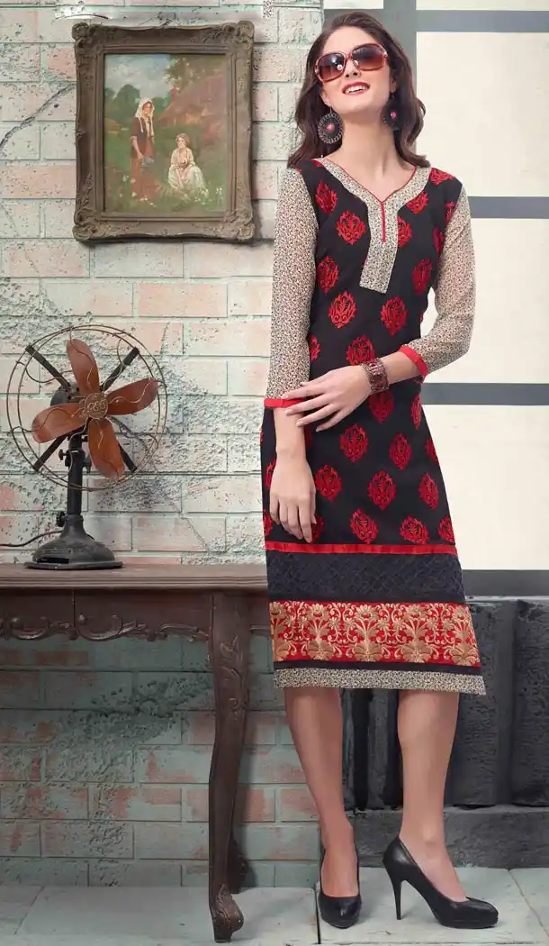 Incredible Straight Kurti Style with Resham & PatchWork Work | FH416552656