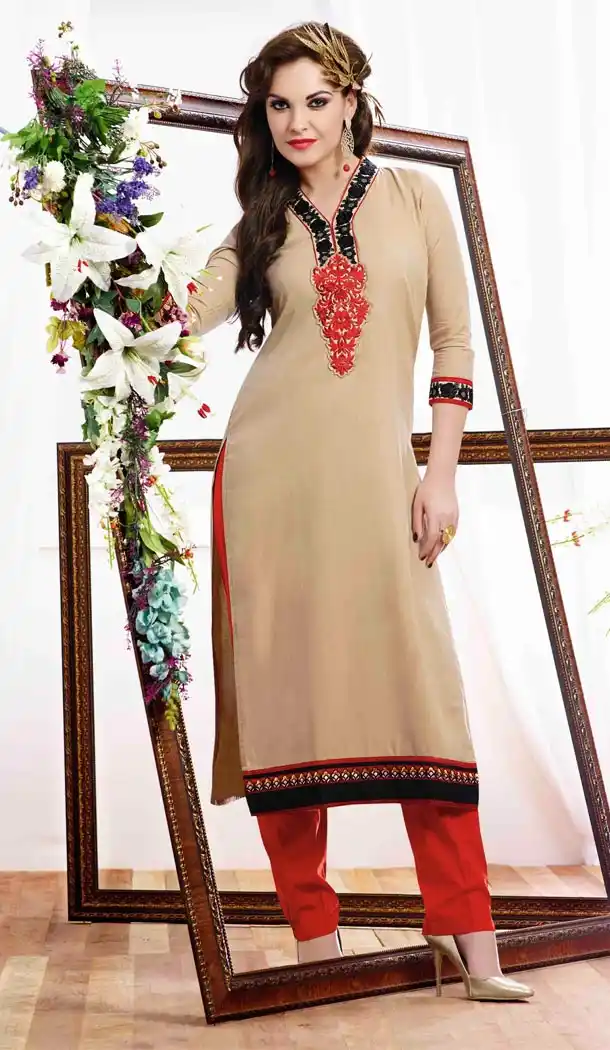 Brown Color with Lace & Resham Work Incredible Readymade Kurti | FH416552917