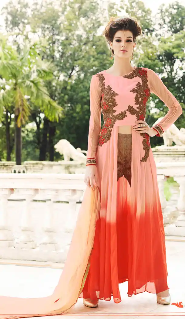 Deep Orange Georgette Online Designer Ladies Fashion Shopping | FH417167120