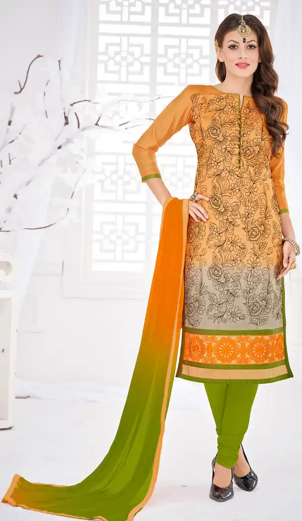 Orange Chanderi Silk Online Casual Ladies Fashion Shopping | FH418266996