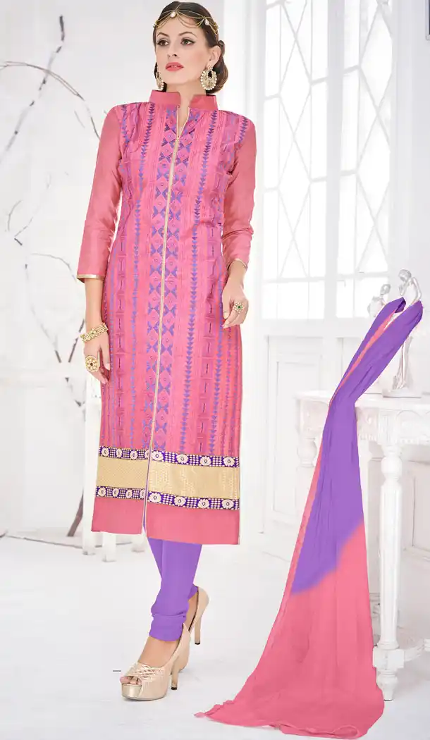 Salmon Chanderi Silk Online Casual Ladies Fashion Shopping | FH418267002