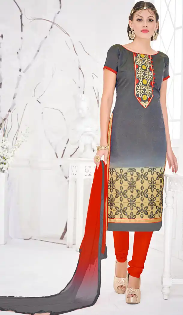 Slate Gray Chanderi Silk Online Casual Ladies Fashion Shopping | FH418267003