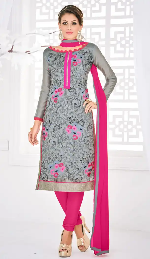 Slate Gray Chanderi Silk Online Casual Ladies Fashion Shopping | FH418267006