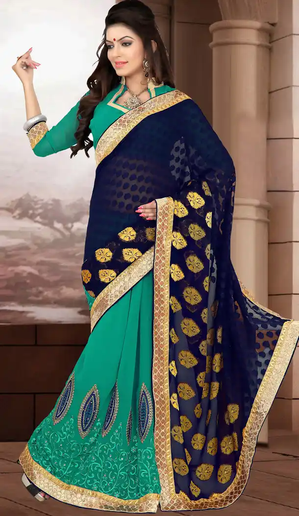 Emerald Jacquard Saree | FH418367012