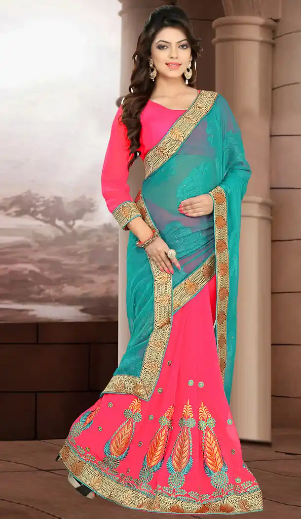 Beautiful Looking Jacquard Pink Ethnic Saree For Womens | FH418367017
