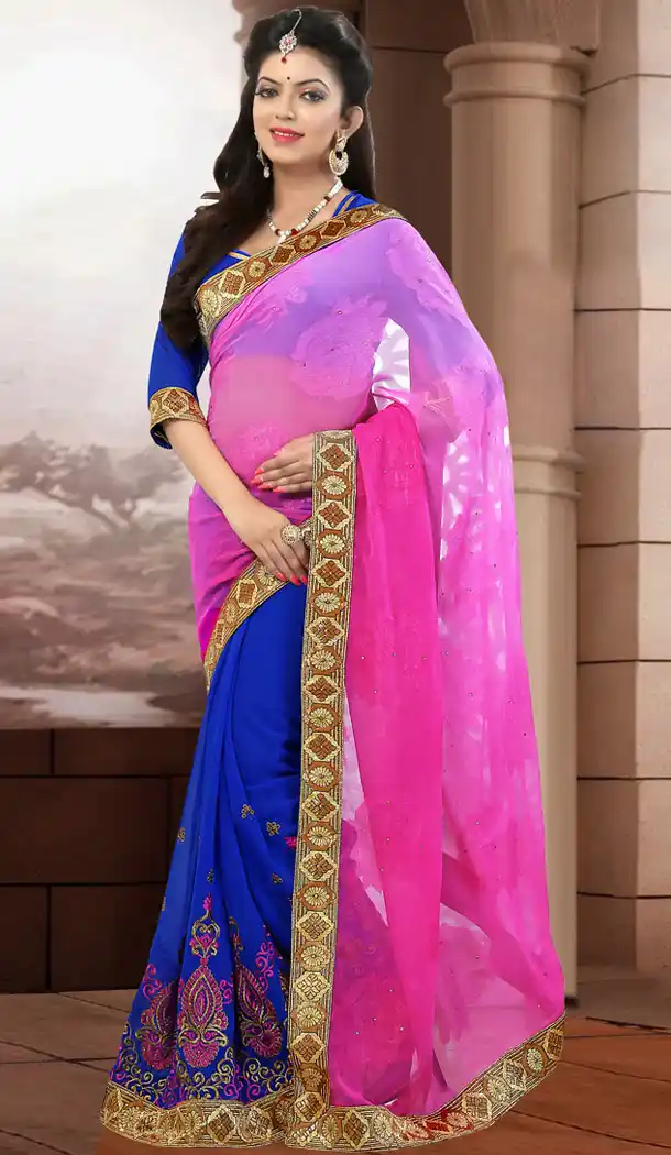 Blue Jacquard Saree | FH418367021