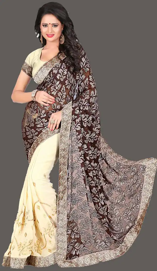 Beige Brasso Saree | FH418467031