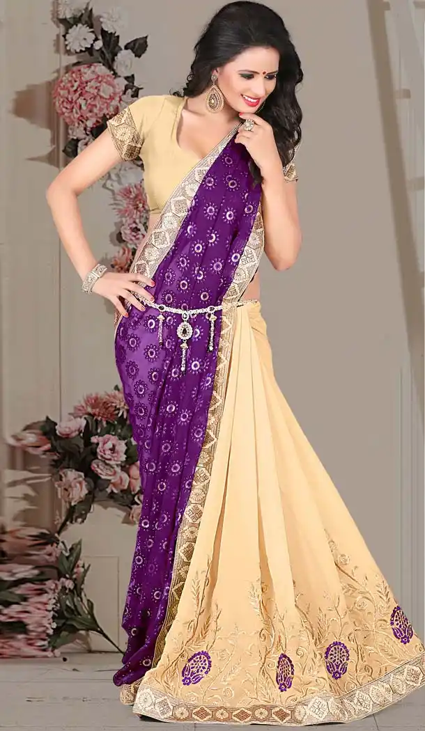Classic Looking Brasso Beige Women's Ethnic Saree | FH418467037