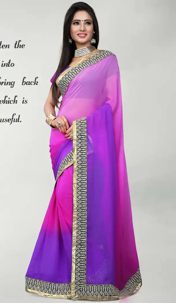 Striking Plain Pallu Saree in Purple Color | FH418667063