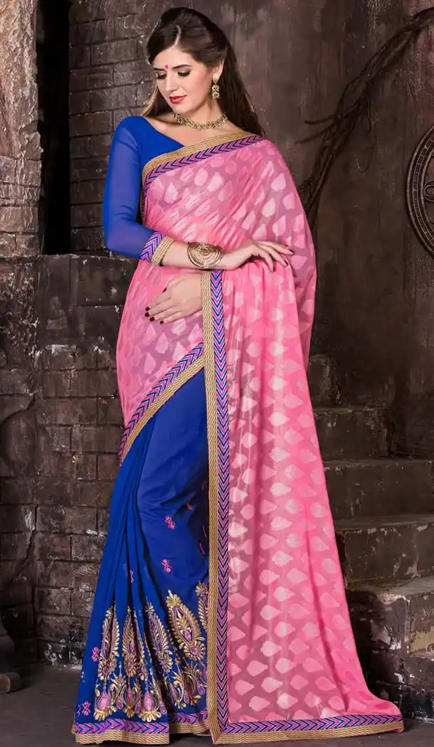 Royal Blue Saree With Cute Plain Pallu | FH418867098