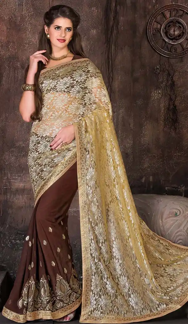 Chocolate Net Saree | FH418867100