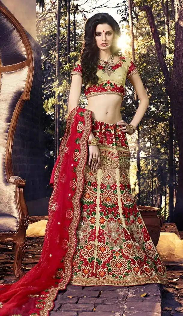 Beige Color Art Silk Bridal Wedding Lehengas | FH420267239