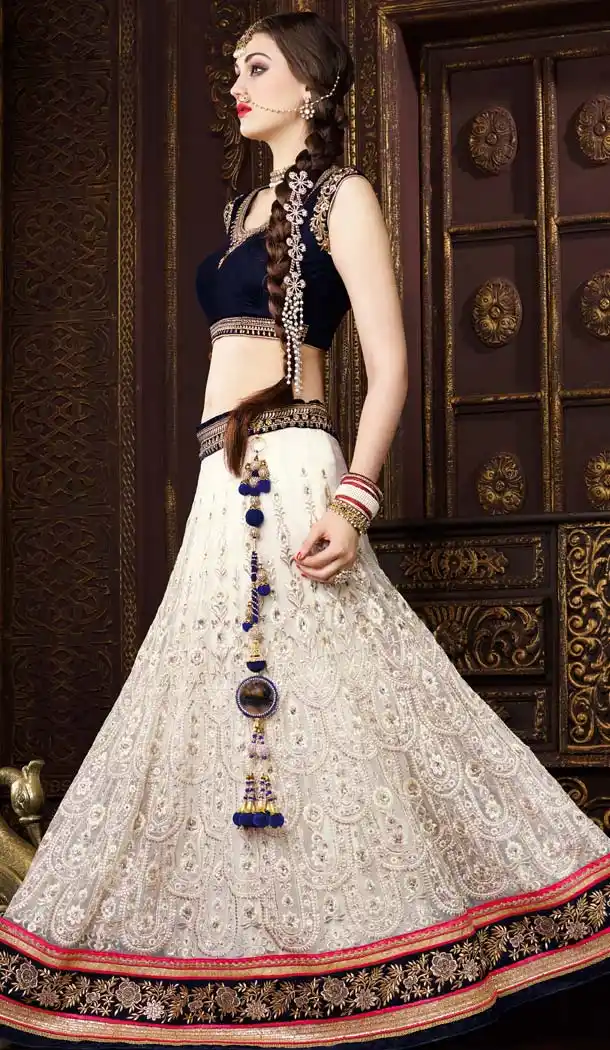 Women's White Pretty Circular Lehenga Choli | FH420467258