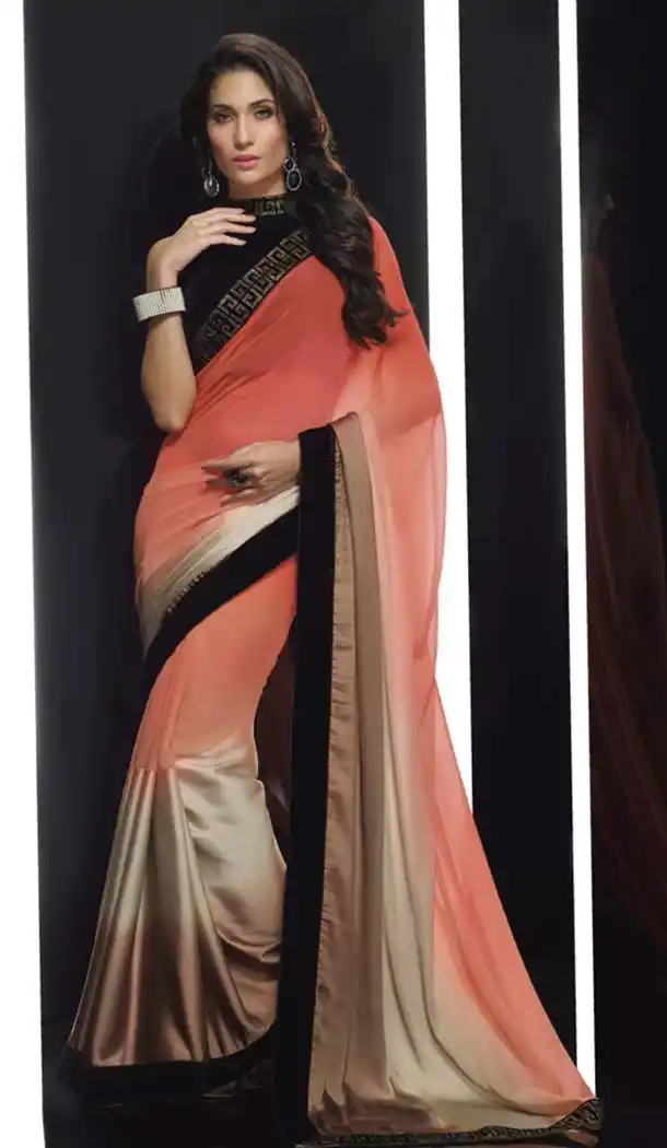 Coral Georgette Saree | FH420567273