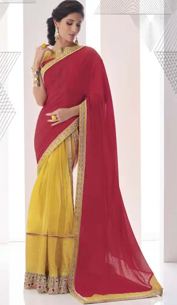 Crimson Saree With Cute Plain Pallu | FH420567276