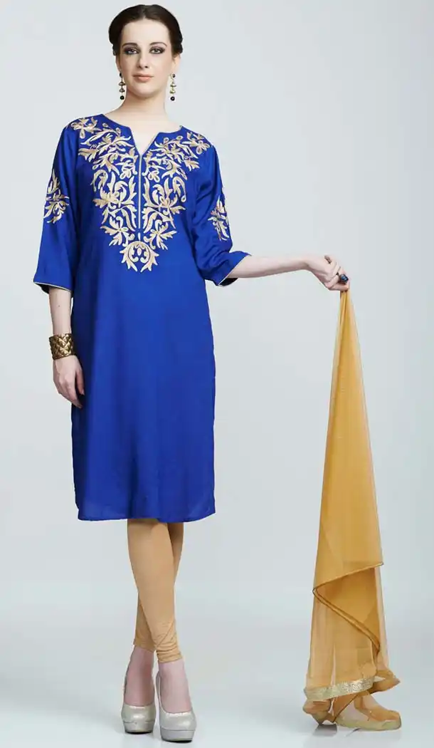 Royal Blue Color Cotton Readymade Churidar Salwar Suit | FH420667285
