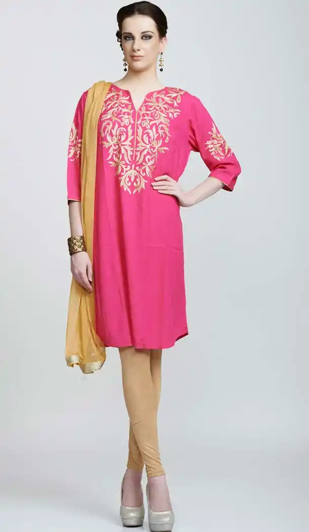 Deep Pink Color Cotton Readymade Churidar Salwar Suit | FH420667286