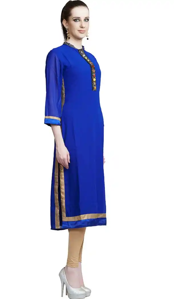 Royal Blue Color Georgette Readymade Churidar Salwar Suit | FH420767291