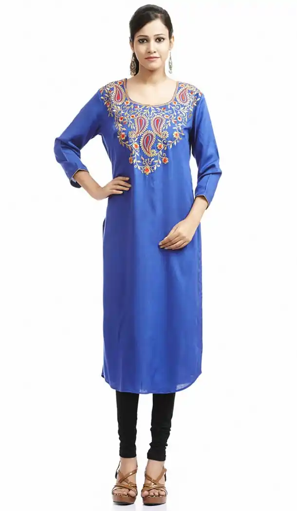 Incredible Straight Kurti in Cotton & Blue | FH420867310