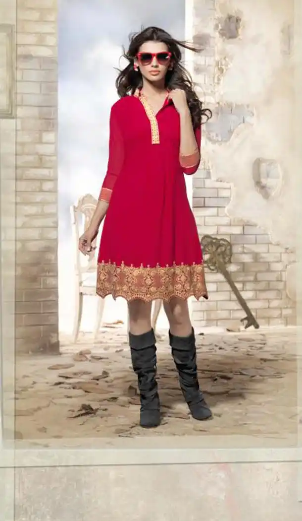 Incredible Princess Cut Kurti Style with Lace & Resham Work | FH421467372