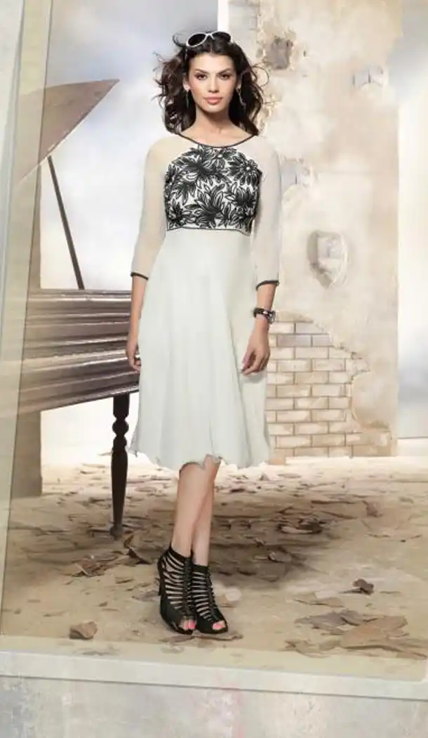 Incredible Princess Cut Kurti Style in White Color | FH421467374