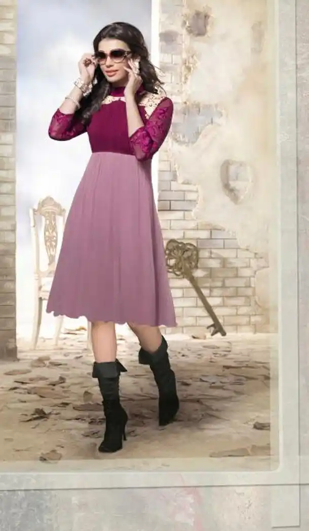 Violet Color with Resham Work Incredible Readymade Kurti | FH421467376