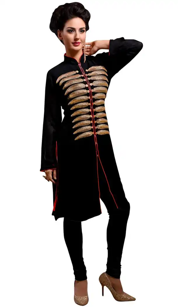 Incredible Achkan Kurti Style in Black | FH421667395