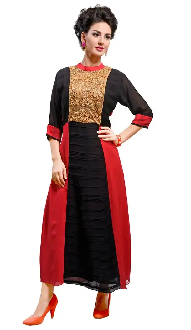 Incredible Straight Kurti in Georgette & Black | FH421667397
