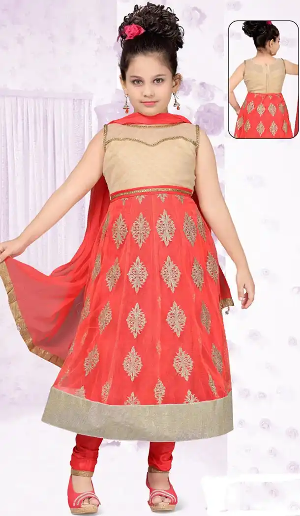 Buy Tomato Color Anarkali Suit Specialty Kids Wear Girls Online | FH422467471