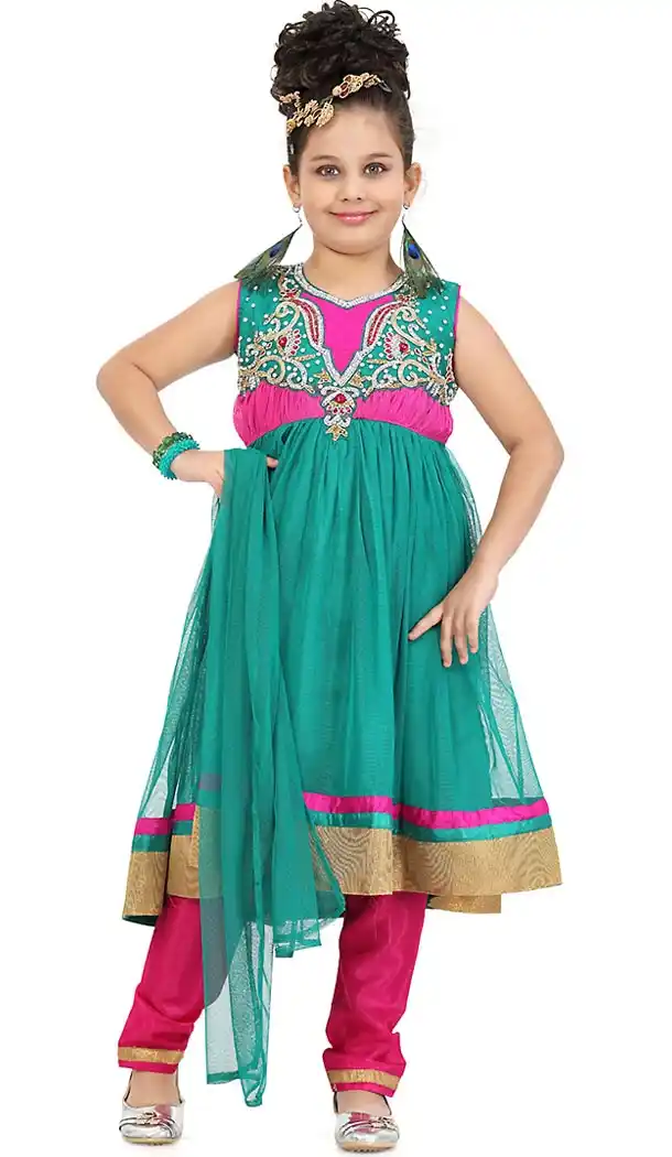 Buy Emerald Color Anarkali Suit Specialty Kids Wear Girls Online | FH422567492