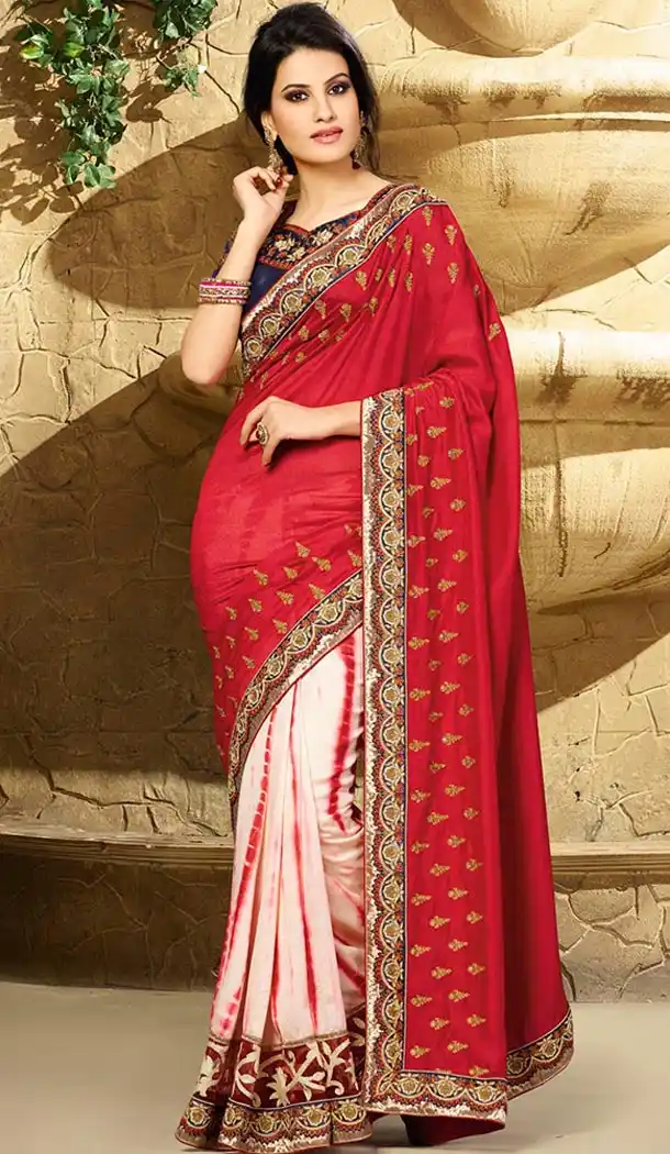 Georgette Red Color Party Wear Sarees with Blouse | FH422667515
