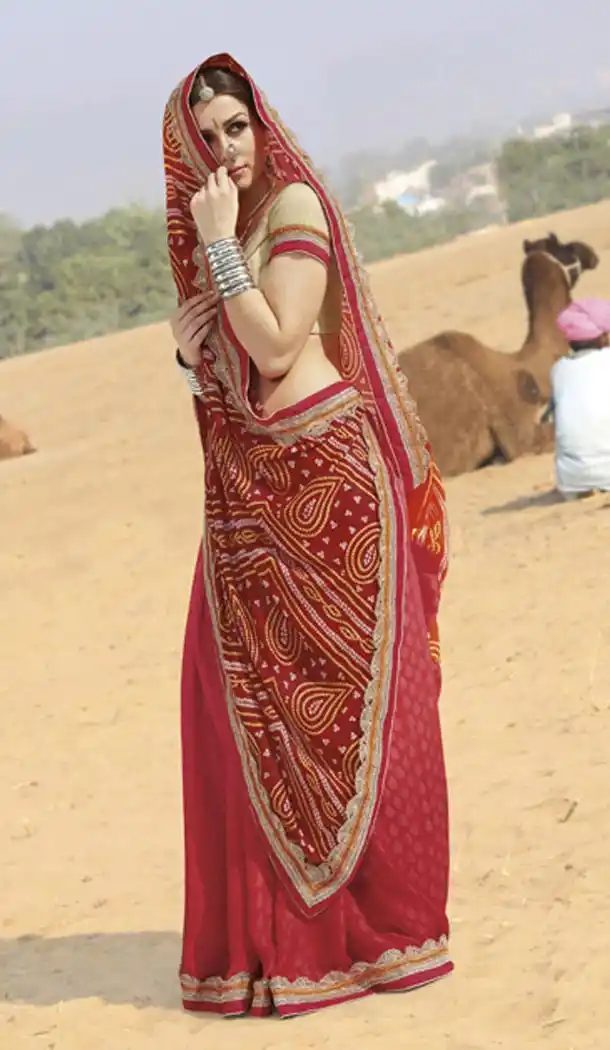 Georgette Crimson Color Daily Wear Sarees with Blouse | FH422867527