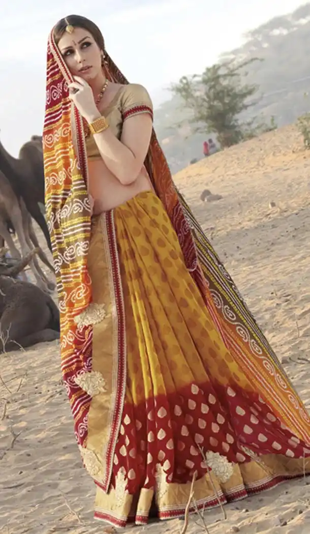 Georgette Yellow Color Daily Wear Sarees with Blouse | FH422867535