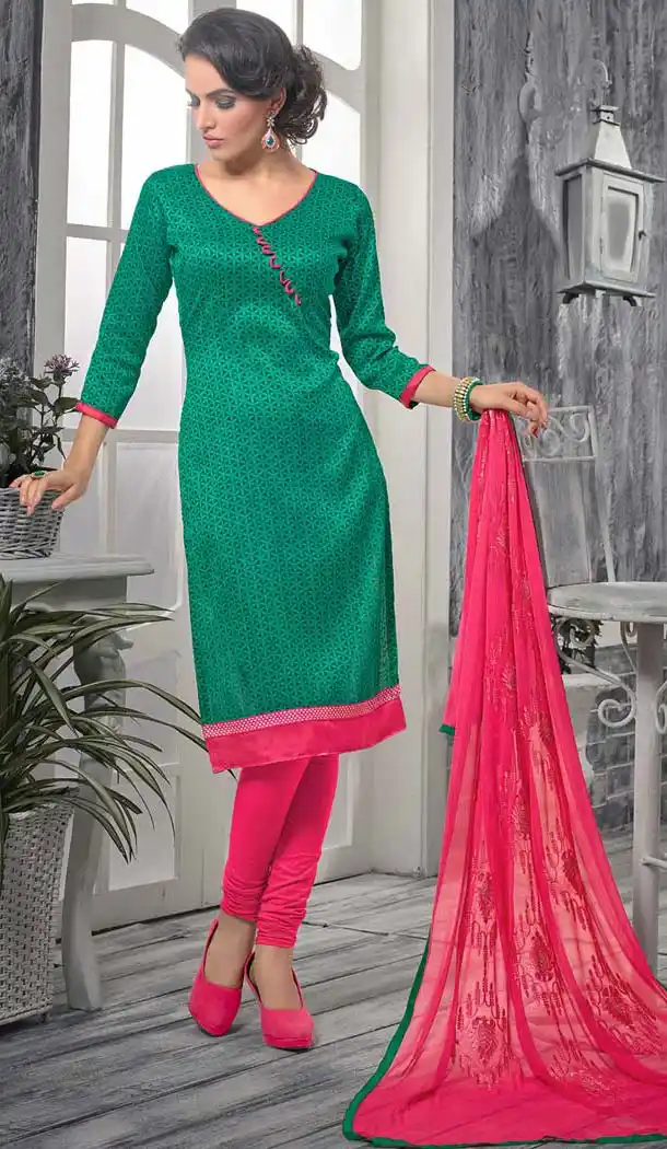 Bottle Green Bhagalpuri Silk Churidar Kameez with Stitching Online Shopping | FH423367567