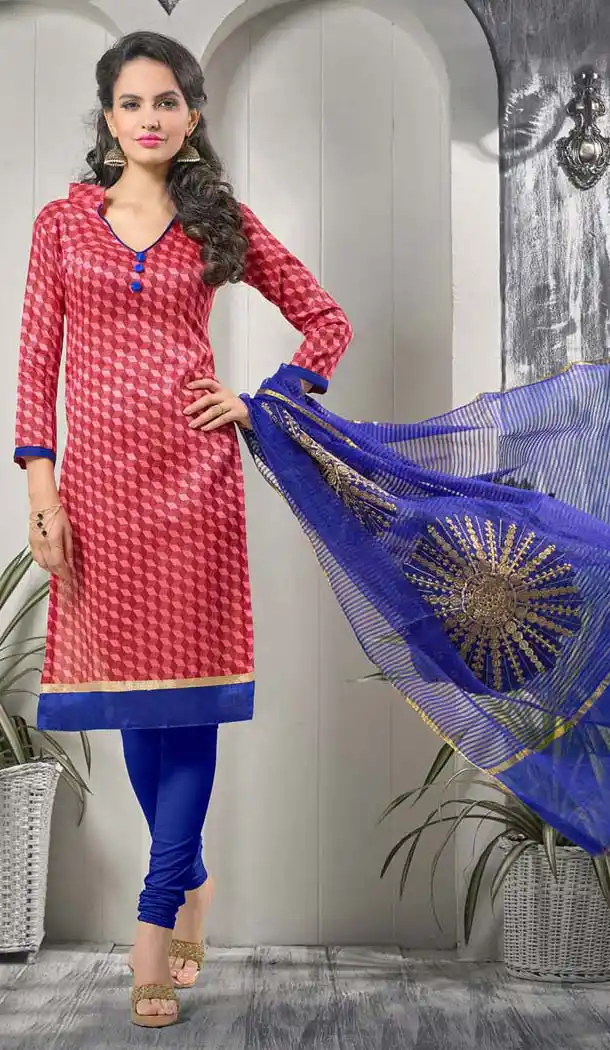 Pink Bhagalpuri Silk Churidar Kameez with Stitching Online Shopping | FH423367575
