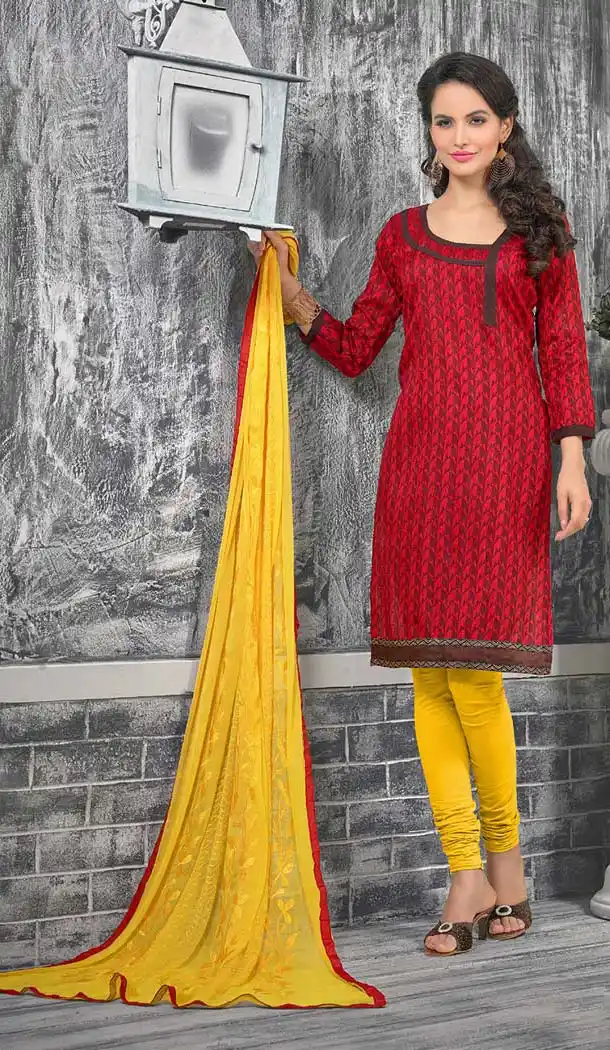 Red Bhagalpuri Silk Churidar Kameez with Stitching Online Shopping | FH423367576