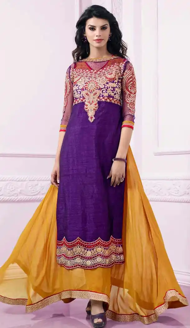 Purple Georgette Churidar Kameez with Stitching Online Shopping | FH423467585