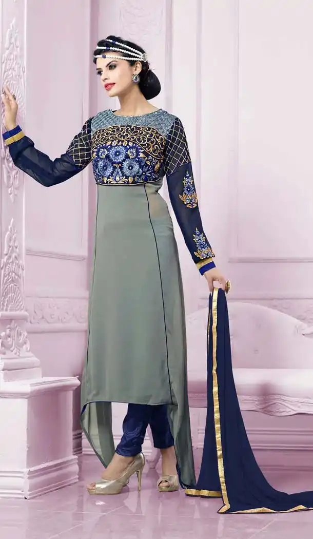 Dove Georgette Narrow Pants Kameez with Stitching Online Shopping | FH423467586