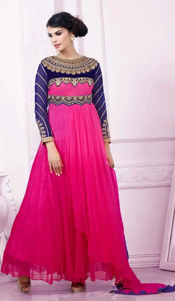 Deep Pink Georgette Churidar Kameez with Stitching Online Shopping | FH423467587